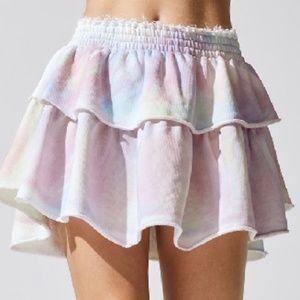 LoveShackFancy Ruffle Mini Skirt Tie Dye NWT NEW M Medium